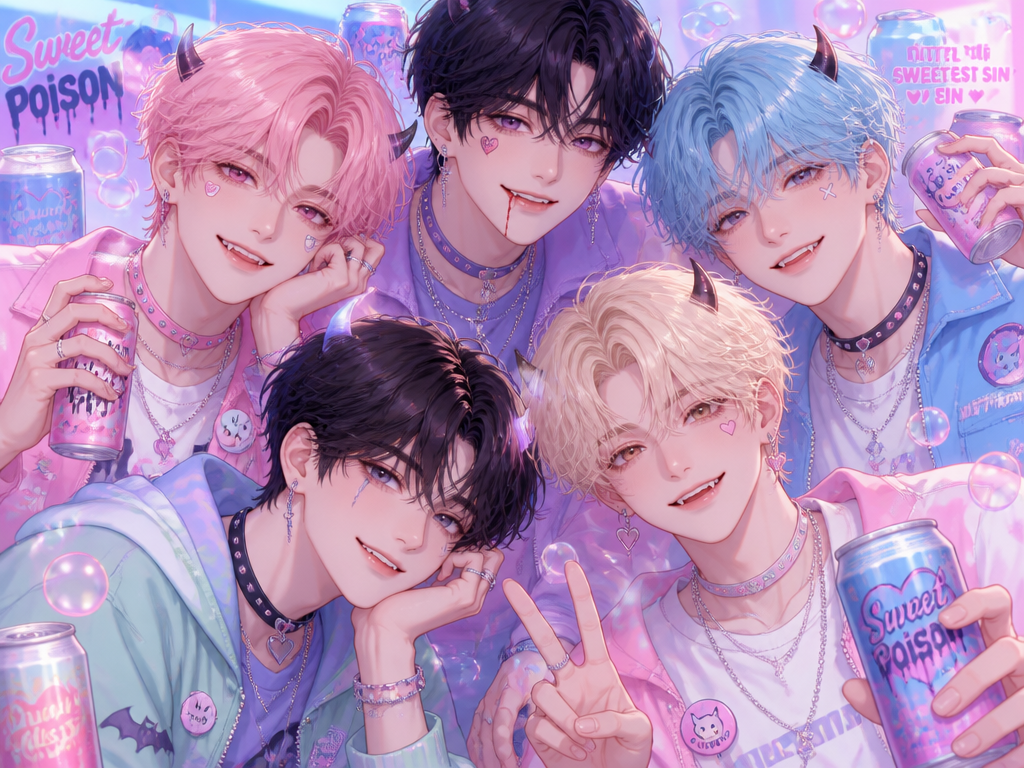 Saja Boys i bubblegum-K-pop-mode med dolda demonhorn och sockerdrickor